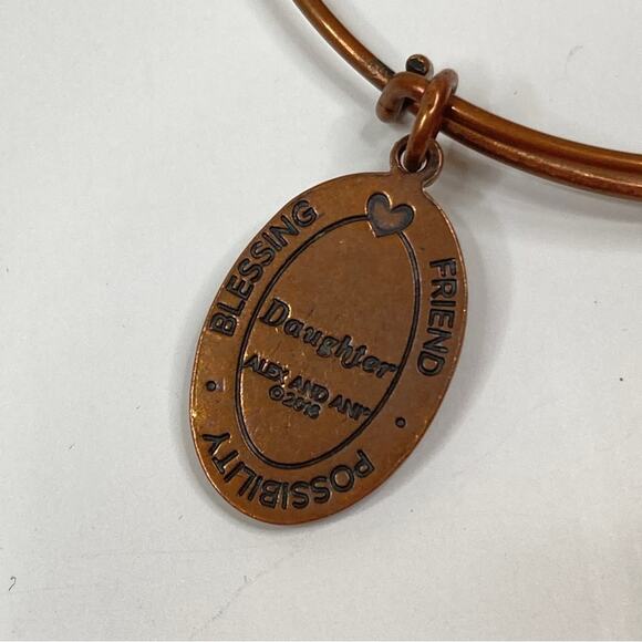 3/$30 Alex and Ani | Bronze Daughter Oval Flower Charm Bangle Bracelet - Picture 4 of 5